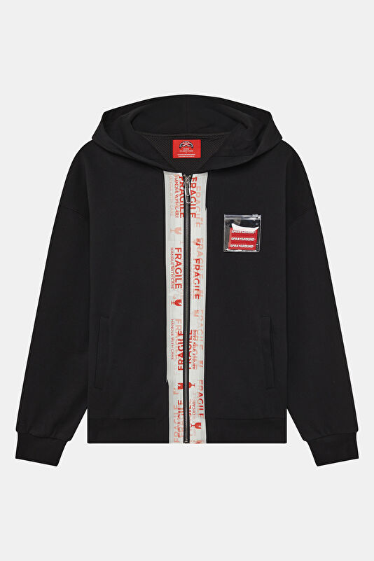 Siyah Relax Kalıp Kapuşonlu Erkek Sweatshirt