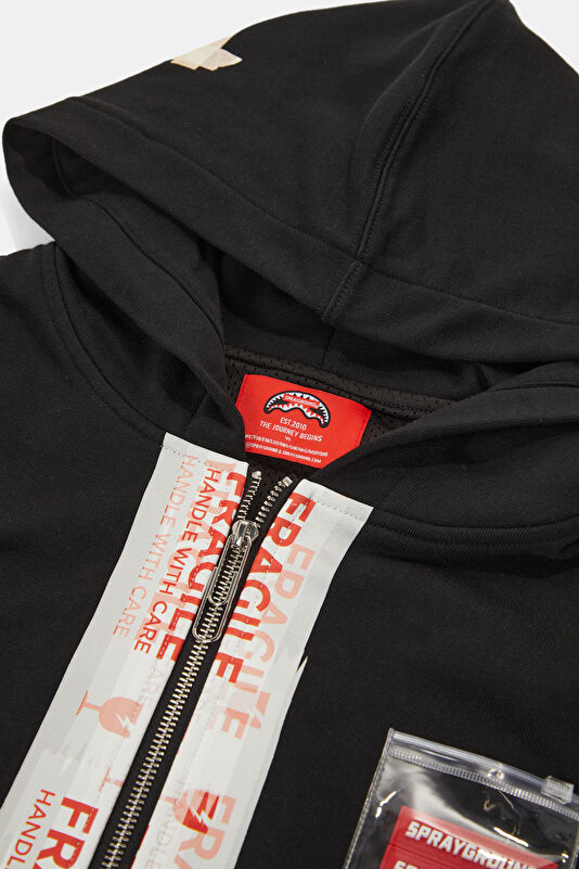 Siyah Relax Kalıp Kapuşonlu Erkek Sweatshirt 3