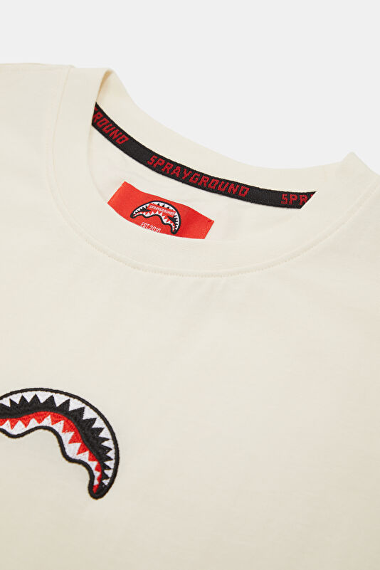 Relaxed Fit Cream Crew Neck Printed Men's T-Shirt 3