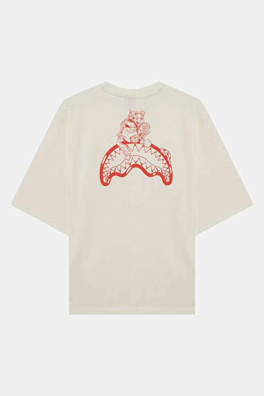 Relax Fit Cream Crew Neck Printed Men's T-Shirt 2