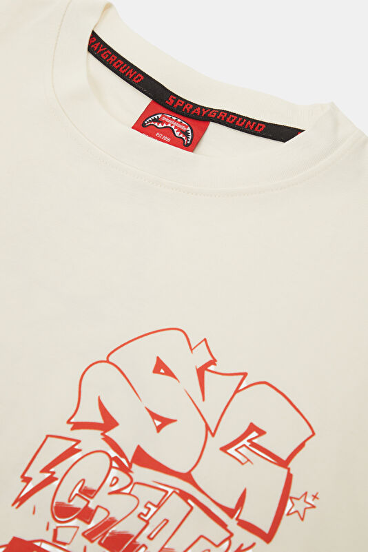 Relax Fit Cream Crew Neck Printed Men's T-Shirt 3