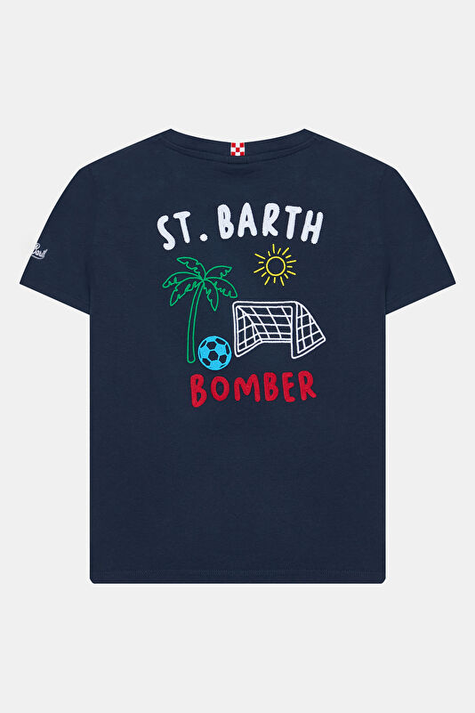 Navy Blue Crew Neck Printed Kids T-Shirt 2