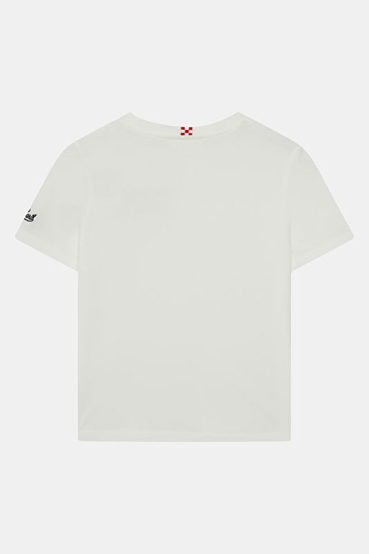 Beyaz Bisiklet Yaka Baskılı Çocuk T-Shirt 2
