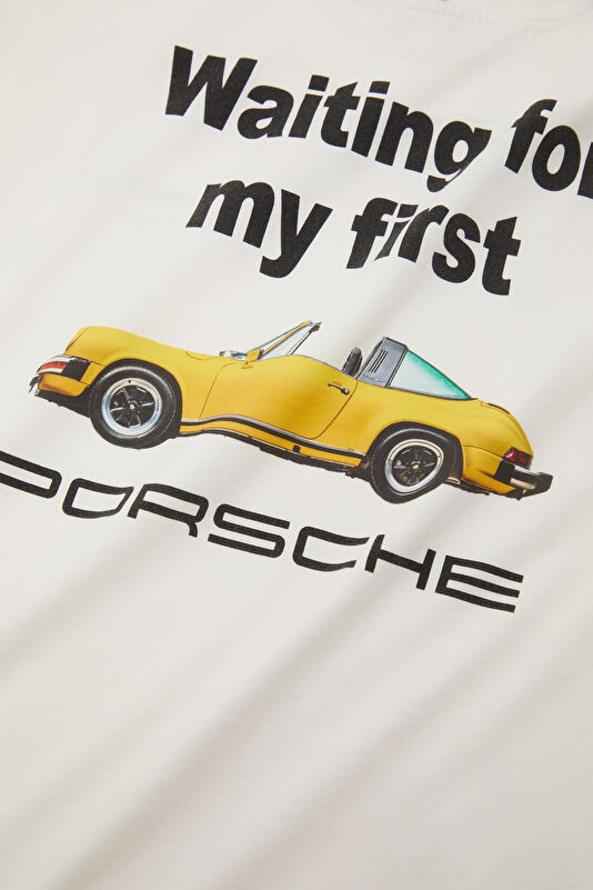 Beyaz Bisiklet Yaka Baskılı Çocuk T-Shirt 4