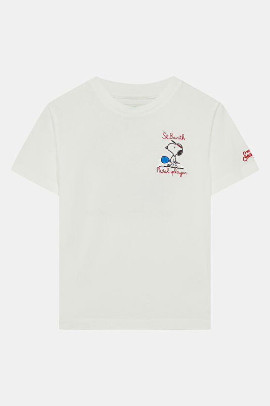 Beyaz Bisiklet Yaka Baskılı Çocuk T-Shirt