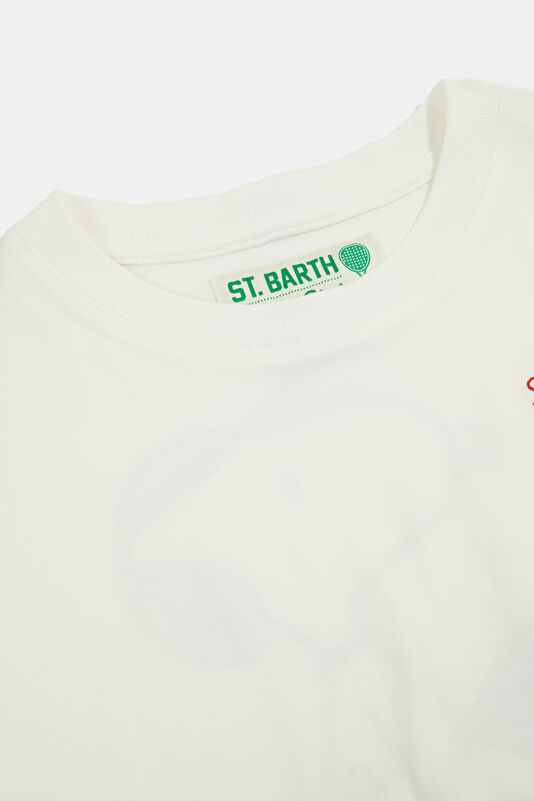 Beyaz Bisiklet Yaka Baskılı Çocuk T-Shirt 3