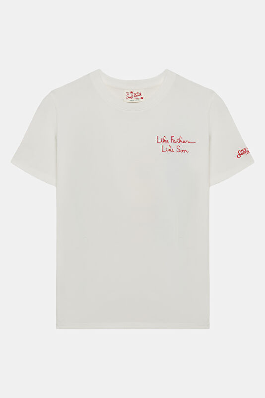 White Crew Neck Printed Kids T-Shirt
