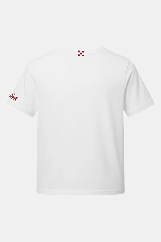 Beyaz Bisiklet Yaka Baskılı Çocuk T-Shirt 2