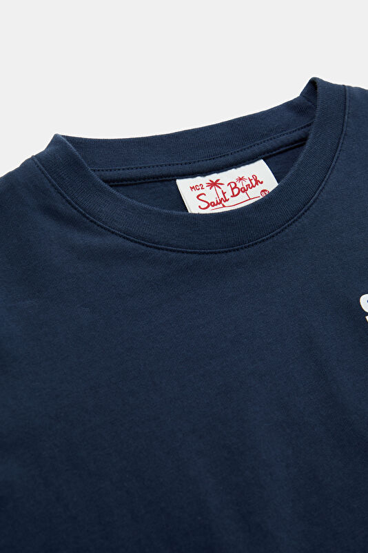Lacivert Bisiklet Yaka Baskılı Çocuk T-Shirt 3