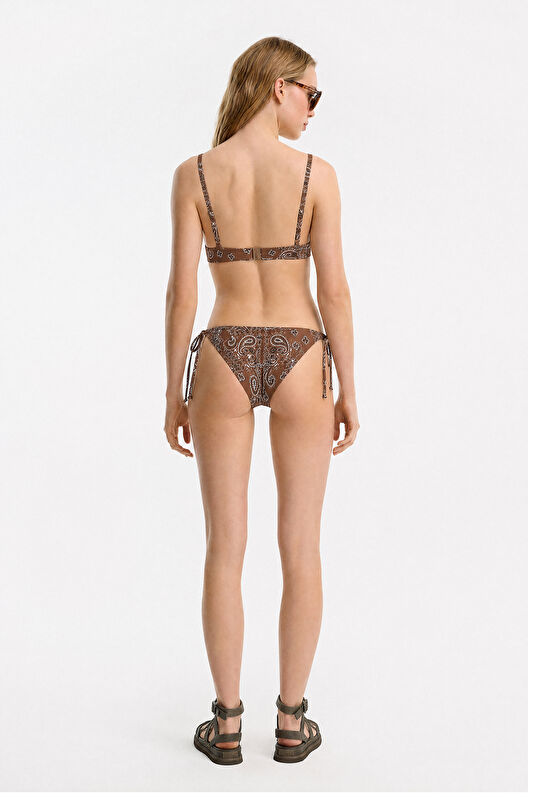 Brown Patterned Tie-Up Women's Bikini 2
