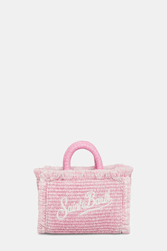 Vanity Micro Straw Pembe Desenli Çanta