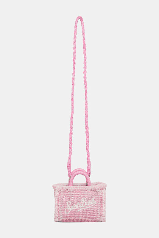Vanity Micro Straw Pembe Desenli Çanta 2