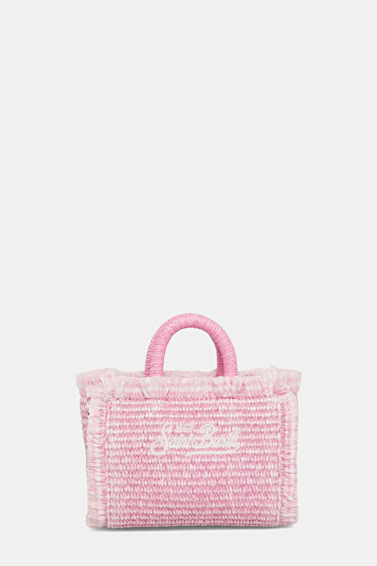 Vanity Micro Straw Pembe Desenli Çanta 4