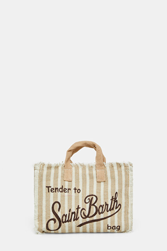 Phone Bag Linen Bej Desenli Çanta
