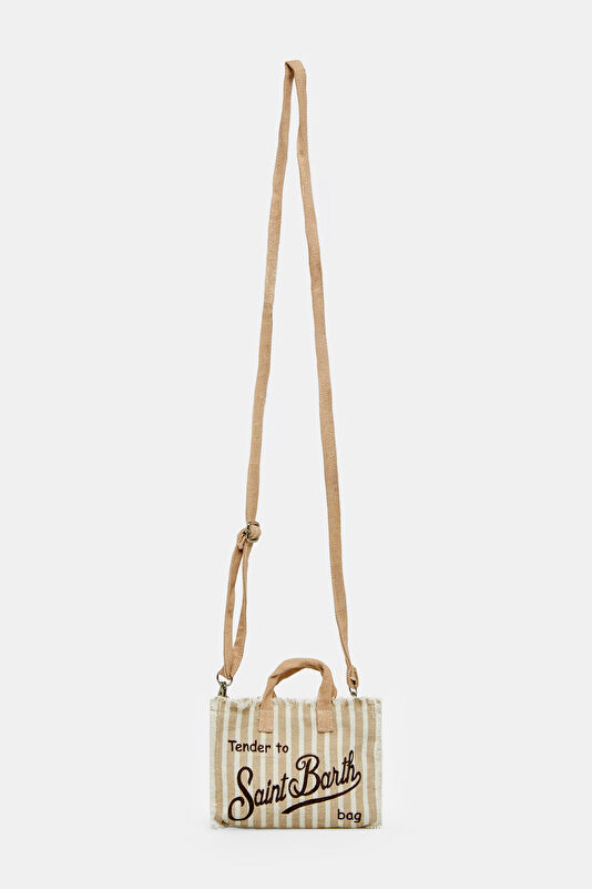 Phone Bag Linen Bej Desenli Çanta 2