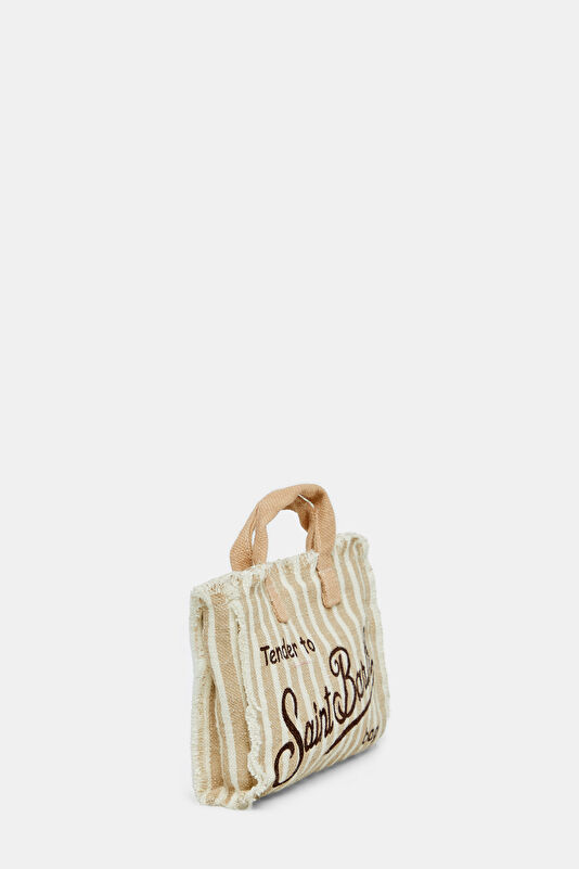 Phone Bag Linen Bej Desenli Çanta 3