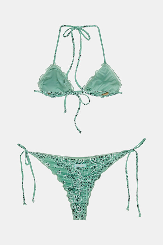 Yeşil Desenli Bağlamalı Bikini 2