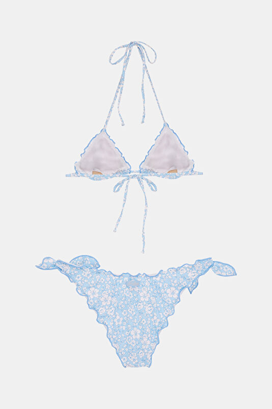 Light Turquoise Patterned Tie-Up Women's Bikini 2