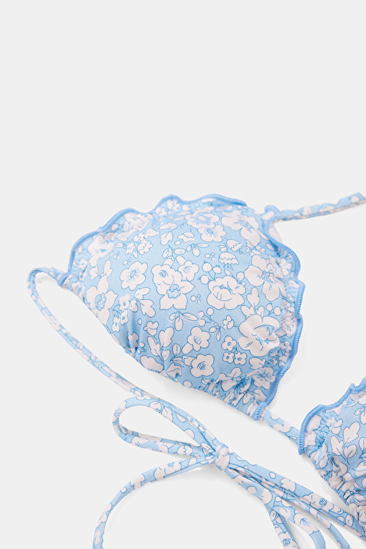 Light Turquoise Patterned Tie-Up Women's Bikini 3