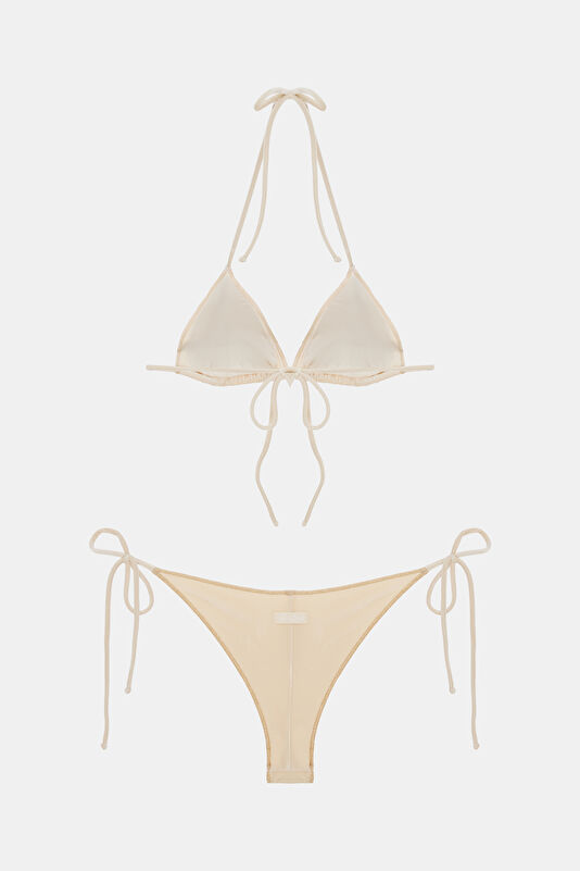 Krem Bağcıklı Kadın Bikini 2