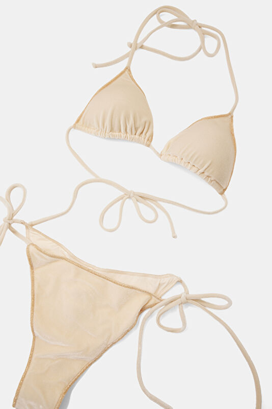 Krem Bağcıklı Kadın Bikini 3