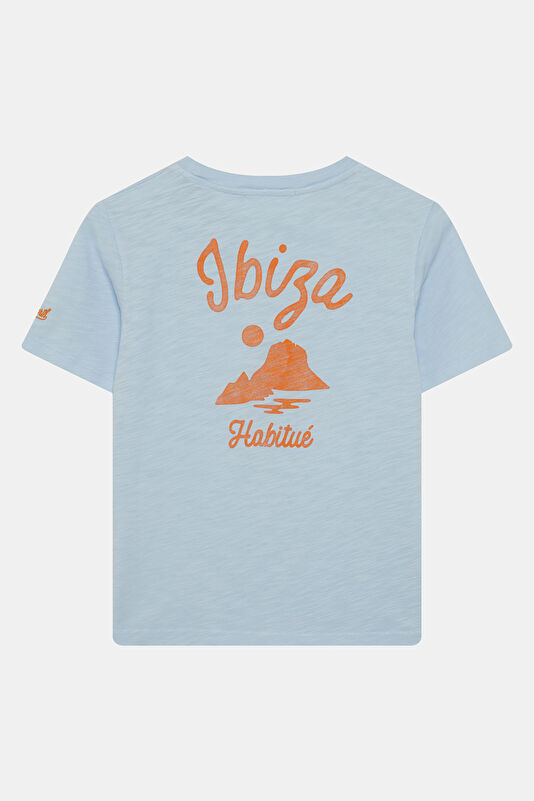 Açık Mavi Bisiklet Yaka Baskılı Çocuk T-Shirt 2