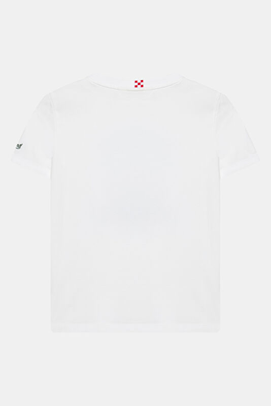 Beyaz Bisiklet Yaka Baskılı Çocuk T-Shirt 2