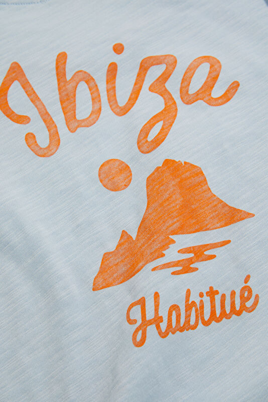 Açık Mavi Bisiklet Yaka Baskılı Çocuk T-Shirt 4