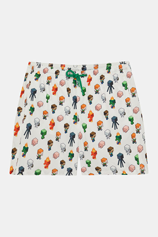 White Patterned Children's Shorts