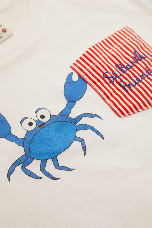 White Crew Neck Printed Children's T-Shirt 4