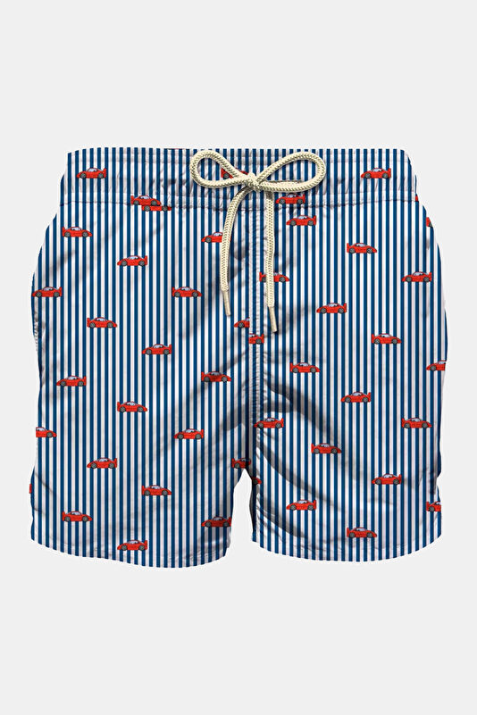 Blue Patterned Kids Shorts