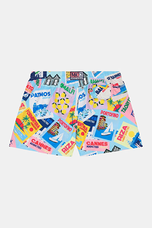 Blue Patterned Kids Shorts 2