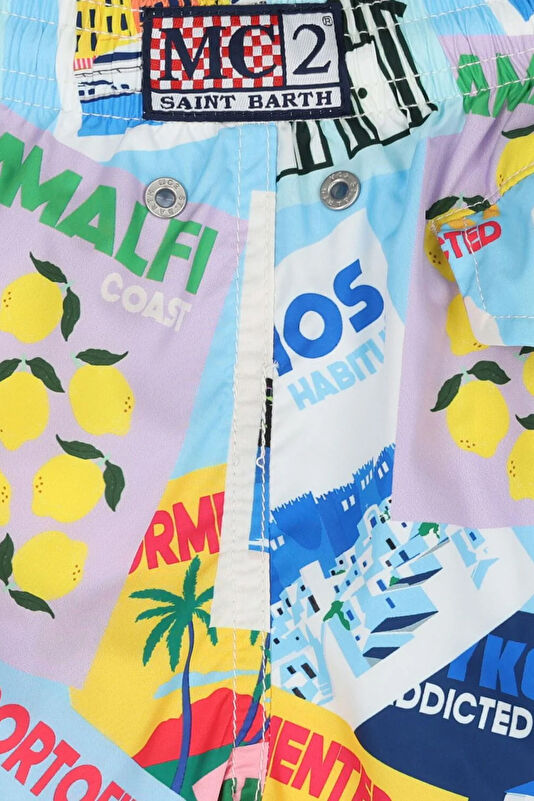 Blue Patterned Kids Shorts 3