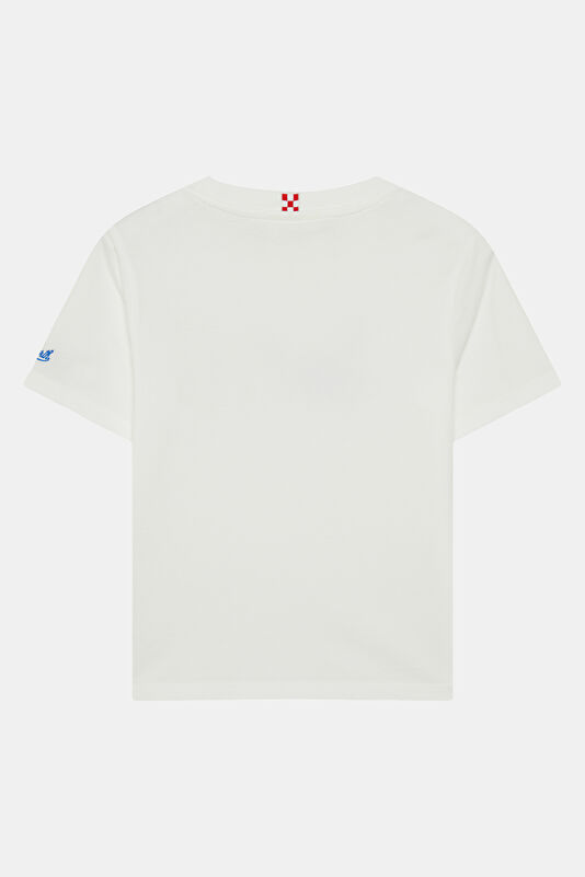Beyaz Bisiklet Yaka Baskılı Çocuk T-Shirt 2