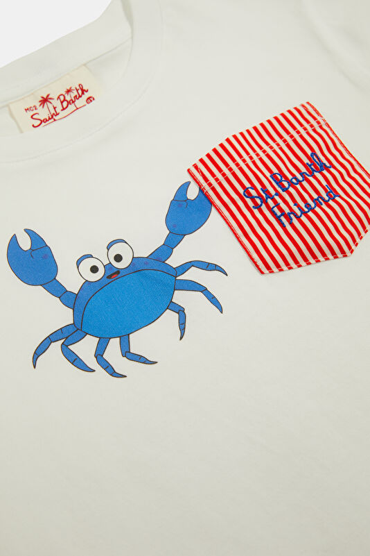Beyaz Bisiklet Yaka Baskılı Çocuk T-Shirt 4