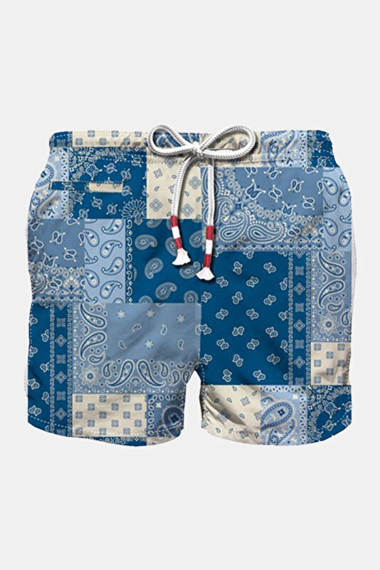 Blue Patterned Kids Shorts
