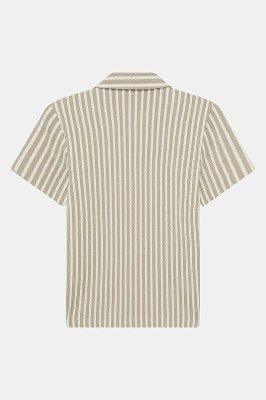 Beige Striped Pattern Children's Shirt 2