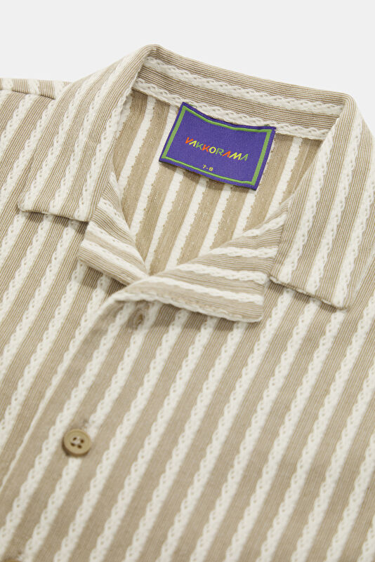 Beige Striped Pattern Children's Shirt 3