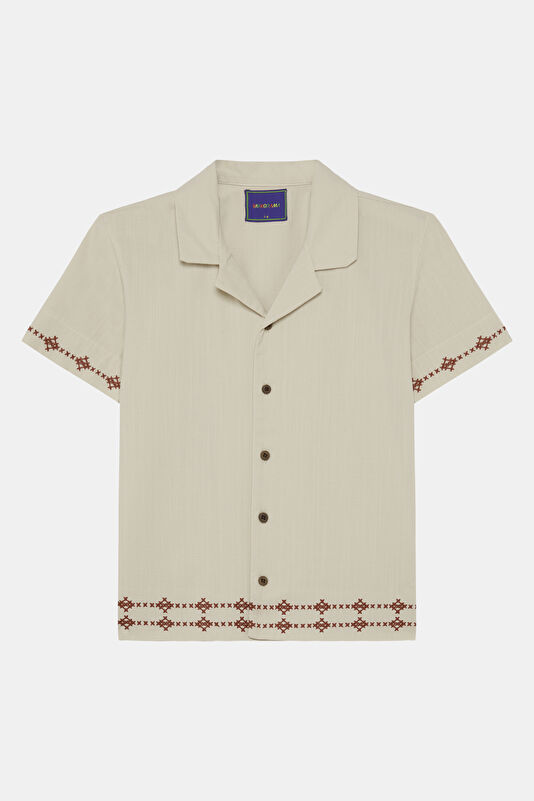 Beige Patterned Children's Shirt