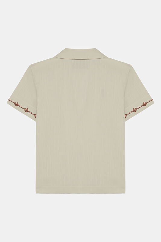 Beige Patterned Children's Shirt 2