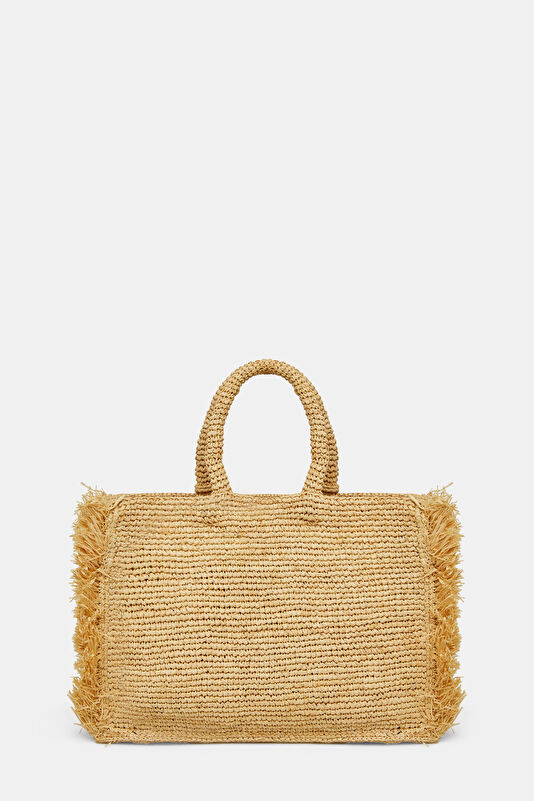 Colette Raffia Fringes Bej Çanta 3