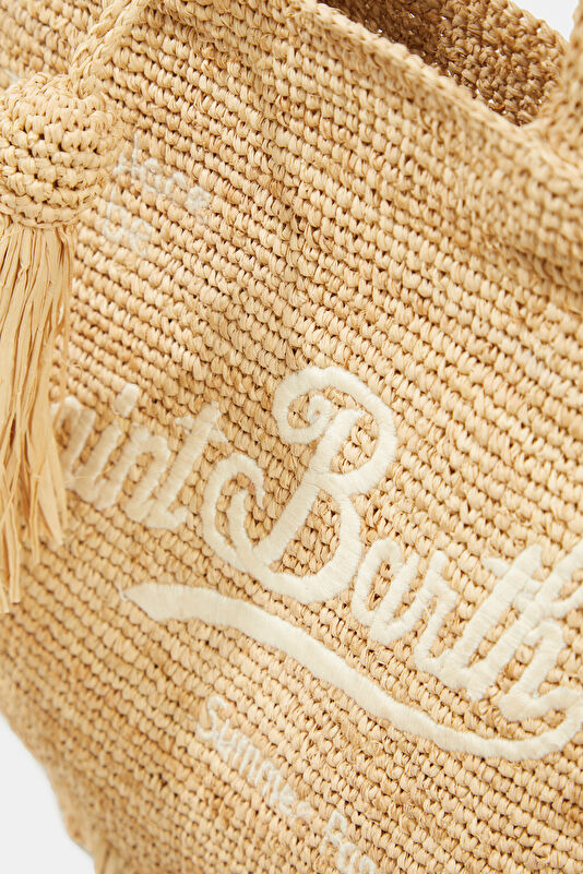 Raffia Volant Mid Bej Desenli Çanta 4