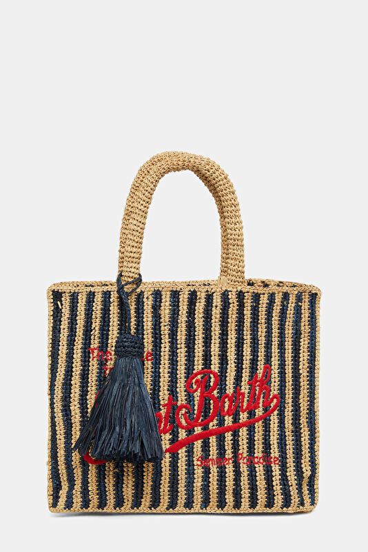 Colette Raffia Bej Desenli Çanta
