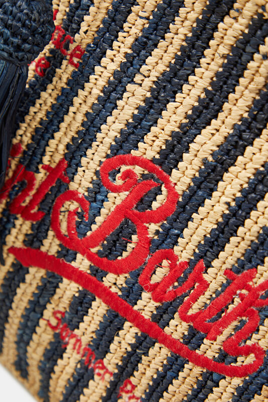 Colette Raffia Bej Desenli Çanta 4