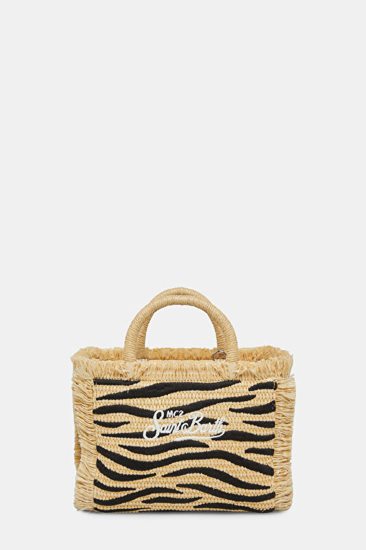 Vanity Mini Straw N Beige Patterned Bag 4