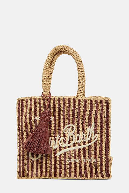 Colette Raffia Bej Desenli Çanta
