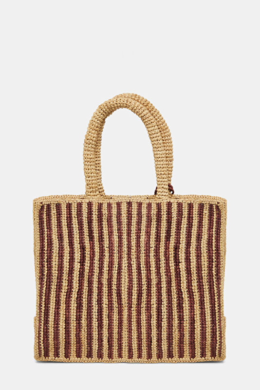 Colette Raffia Bej Desenli Çanta 3