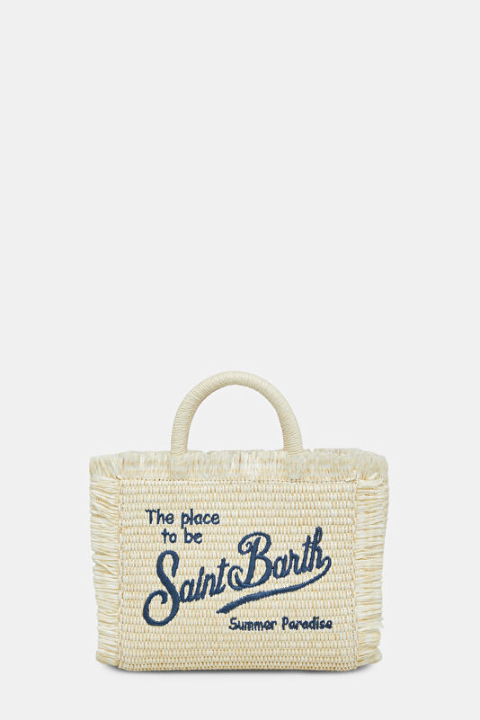 Vanity Mini Straw N White Patterned Bag