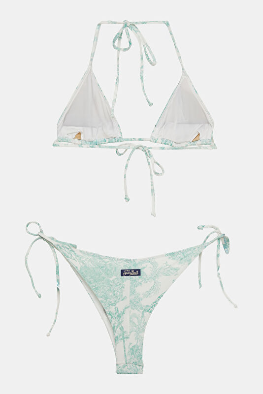 Green Patterned Lace-Up Women's Bikini 2