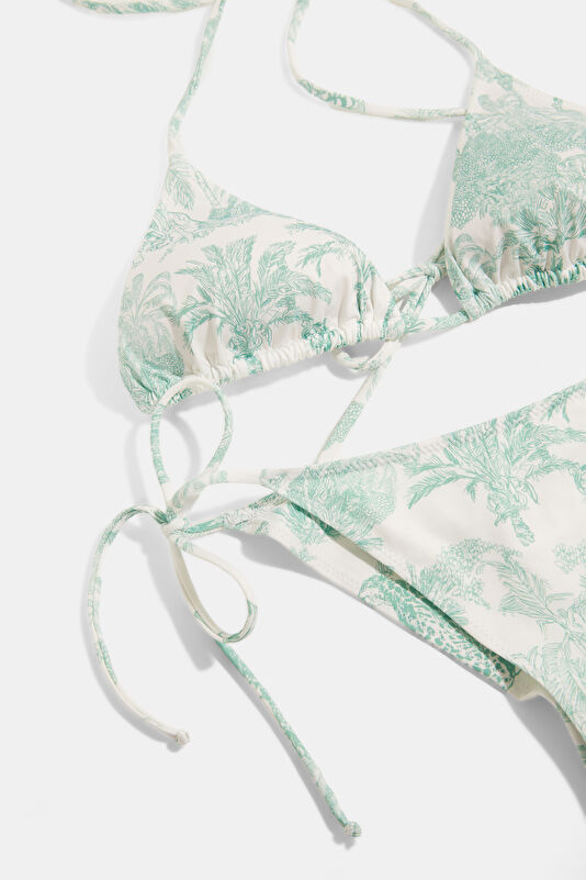 Green Patterned Lace-Up Women's Bikini 3